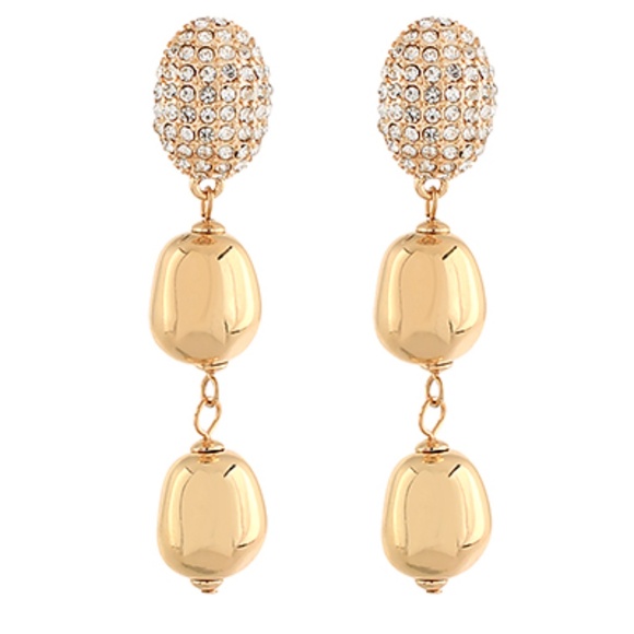 Pave Oval Dome & Oranic Earrings - Picture 2 of 2